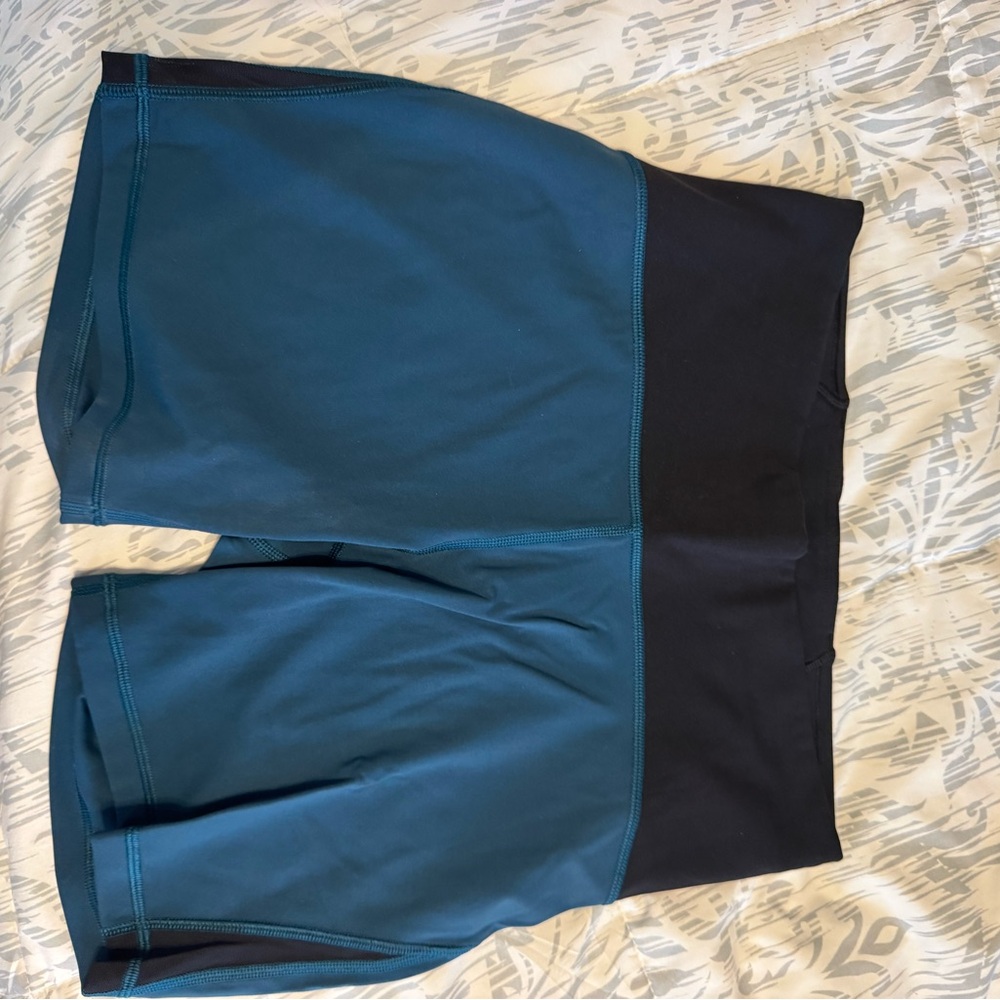 Lululemon Teal and Black Athletic Bike Shorts